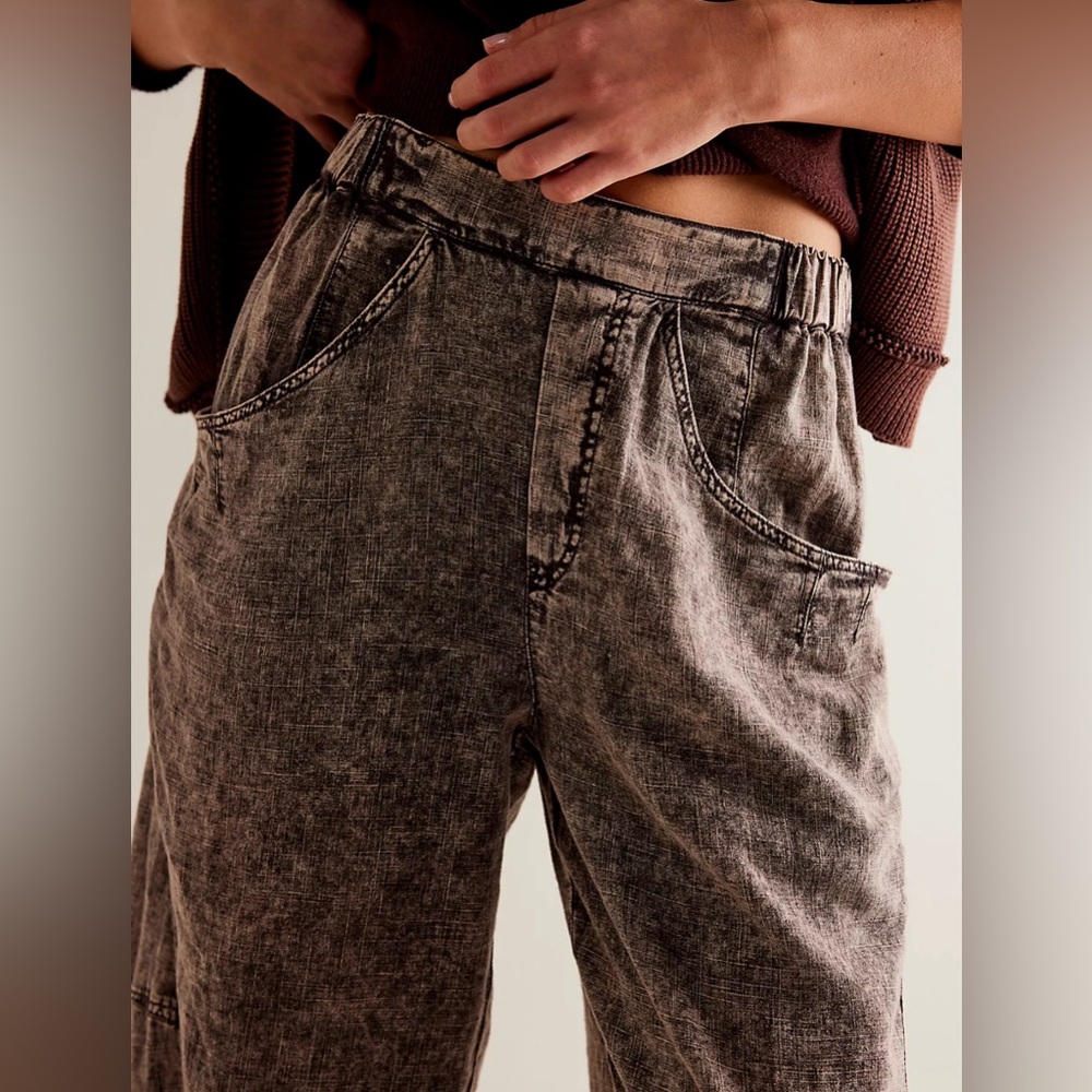 44. NWOT Free People High Road Washed Pull-On Barrel Pants - Picture 3 of 10